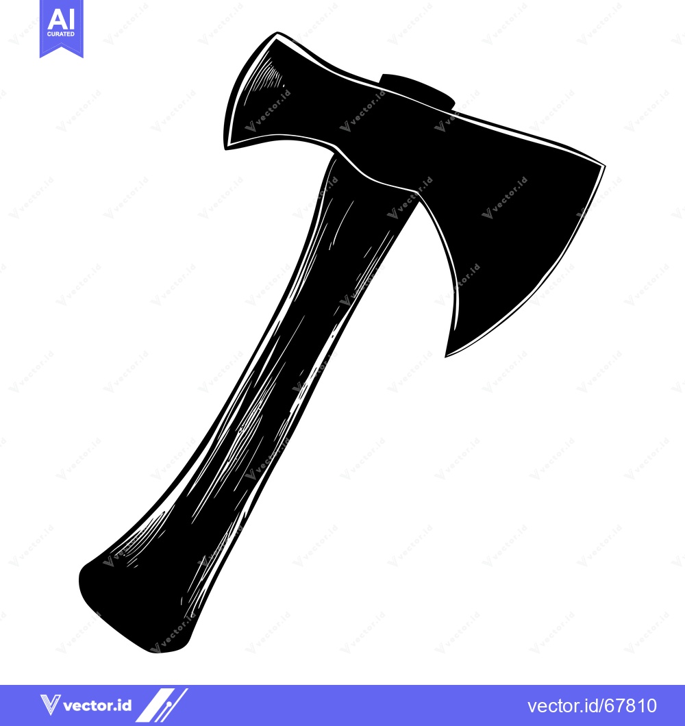 Premium Vector of A Black and White Illustration of a Hand Axe