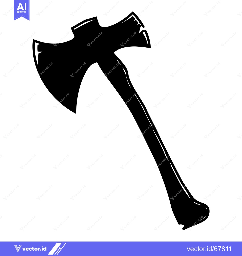 Premium Vector of Black and White Silhouette of an Axe