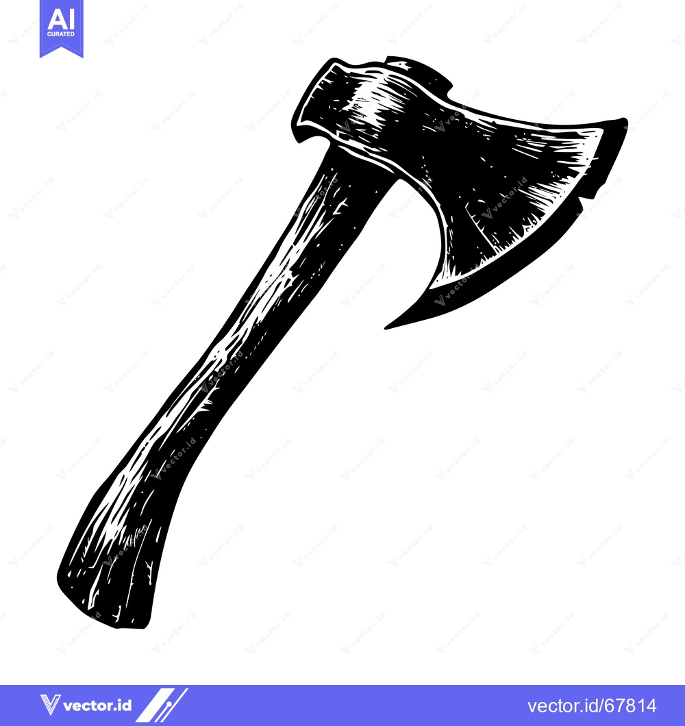 Premium Vector dari Hand-Drawn Illustration of a Black and White Axe
