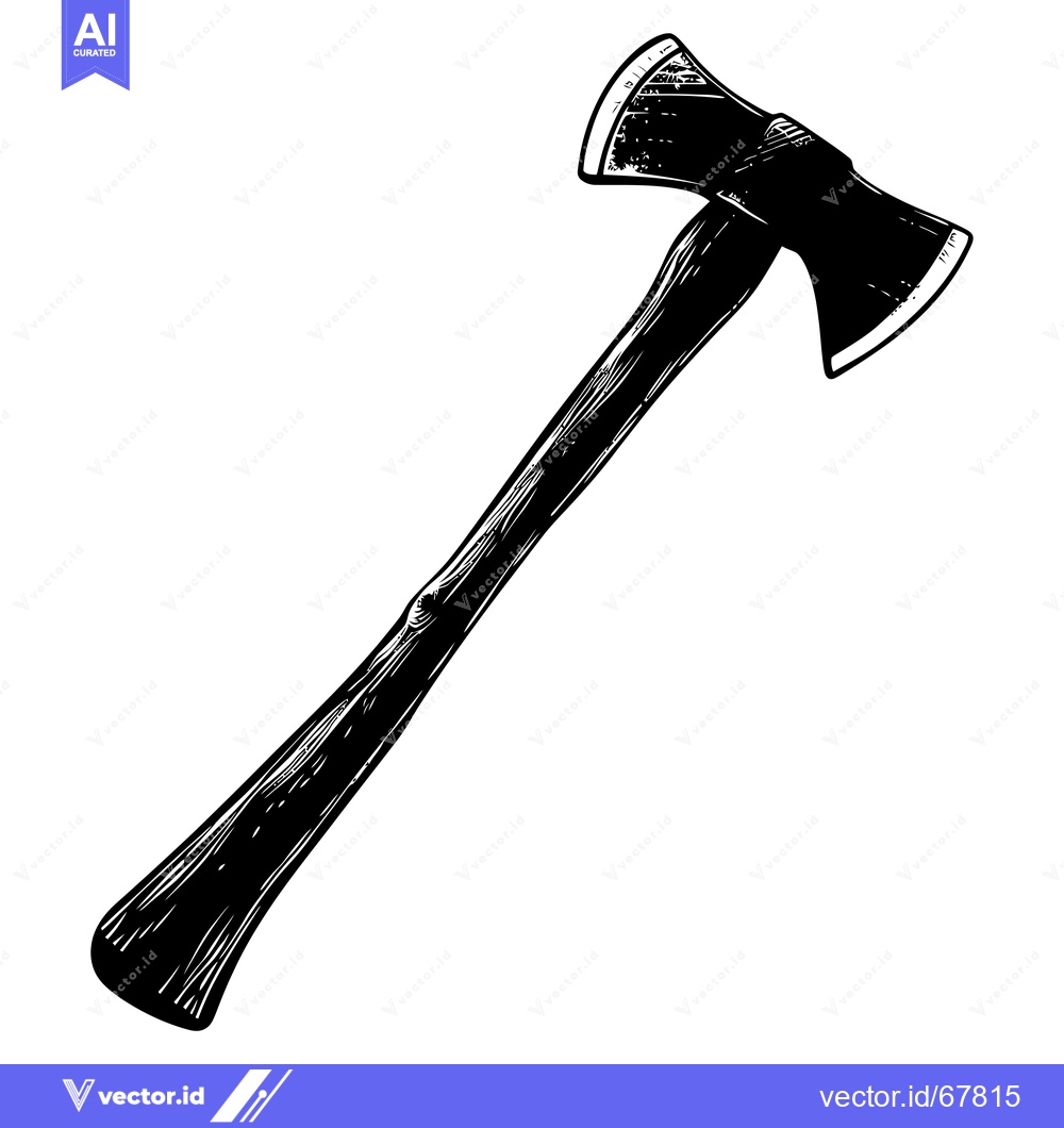 Premium Vector dari Black and White Hand Drawn Illustration of an Axe