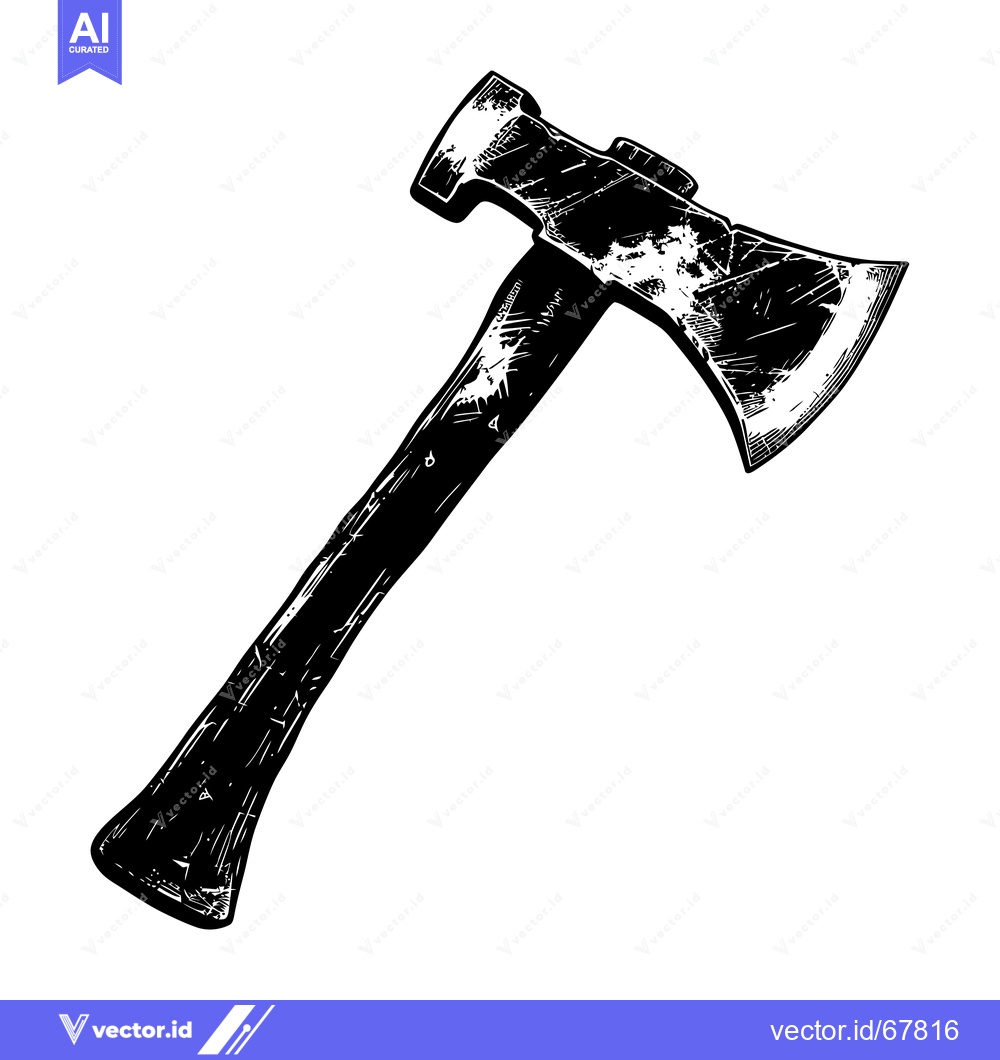 Premium Vector dari Black and White Illustration of a Hand Axe