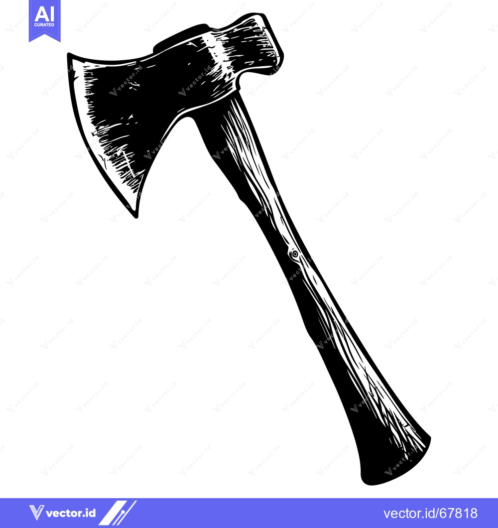 Premium Vector dari Black and White Hand Drawn Illustration of an Axe