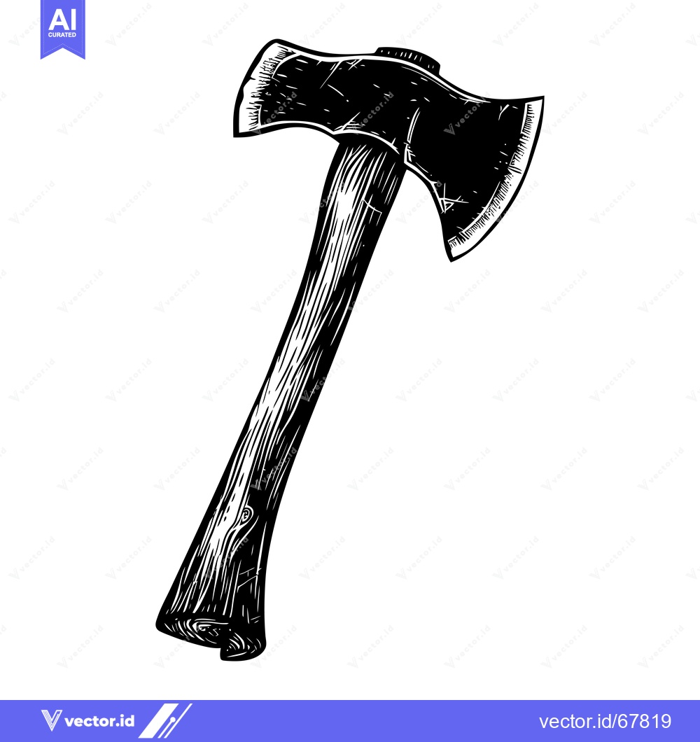 Premium Vector dari Hand-drawn black and white illustration of an axe