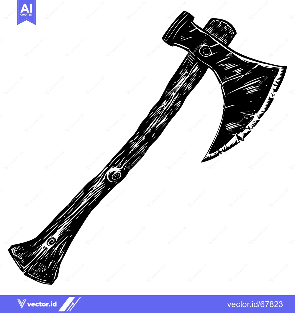 Premium Vector dari Hand-drawn Illustration of a Black and White Axe