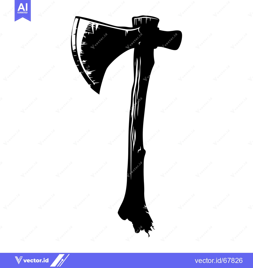 Premium Vector of A Black and White Silhouette of a Rustic Axe