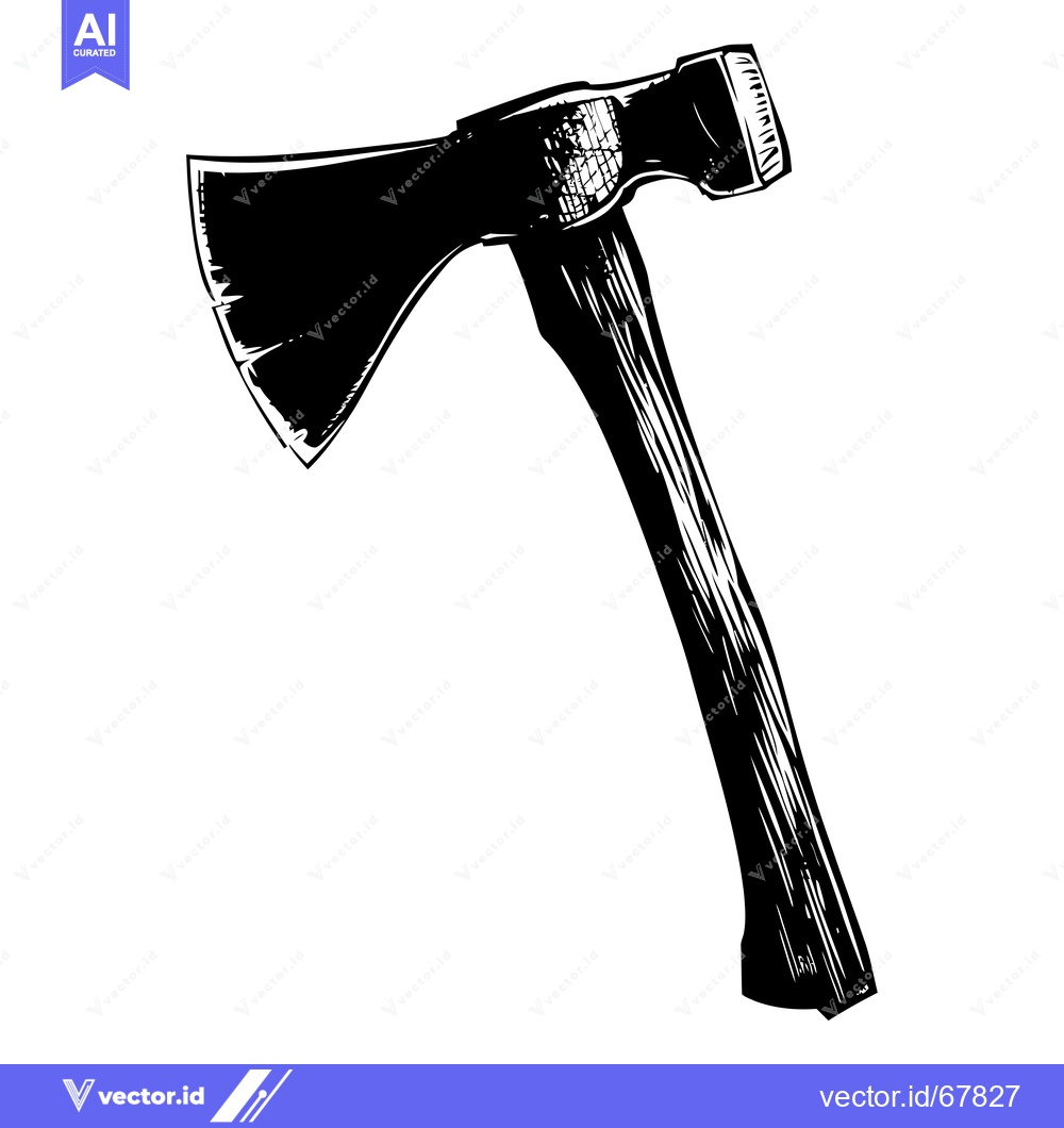 Premium Vector dari A Black and White Sketch of an Axe