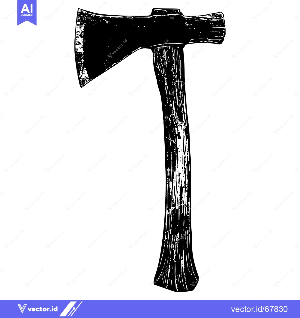 Premium Vector dari A Black and White Illustration of a Hand Axe