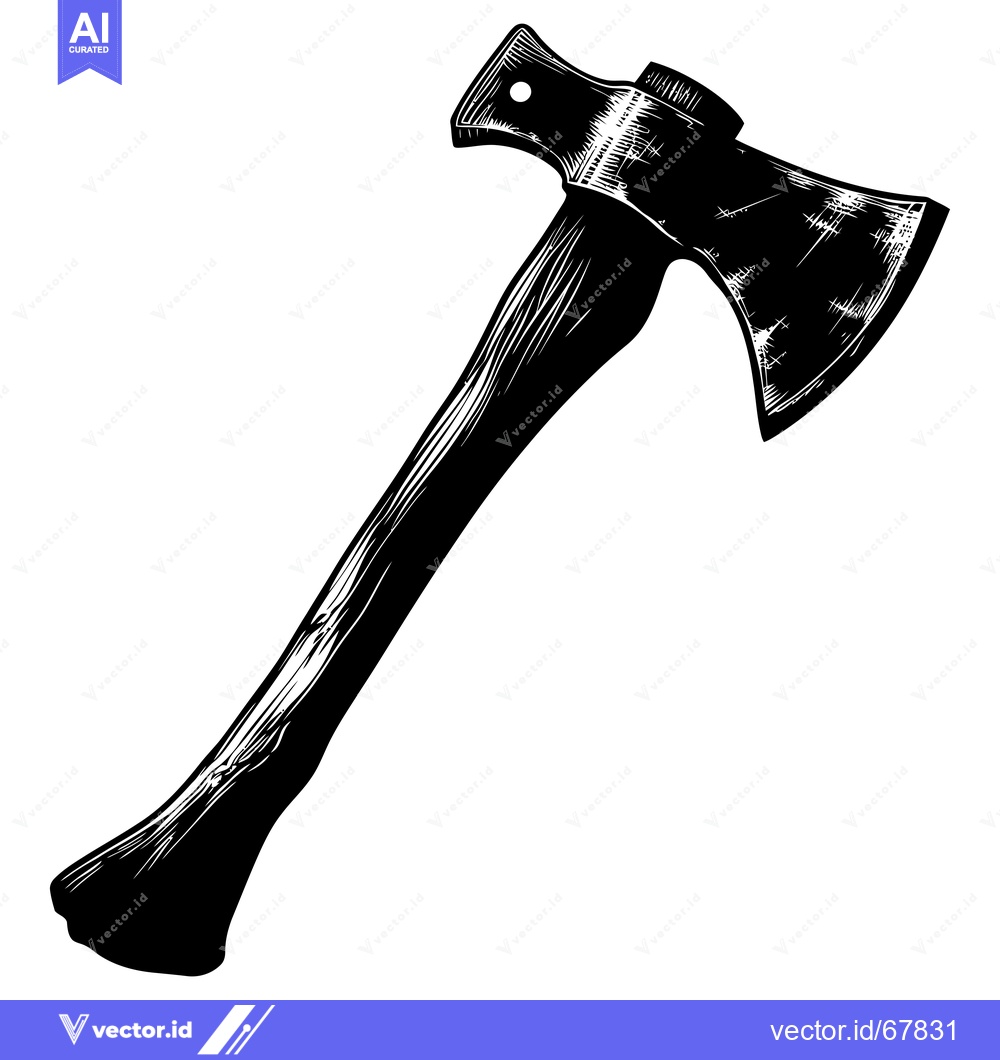 Premium Vector dari A Black and White Illustration of a Hand Axe