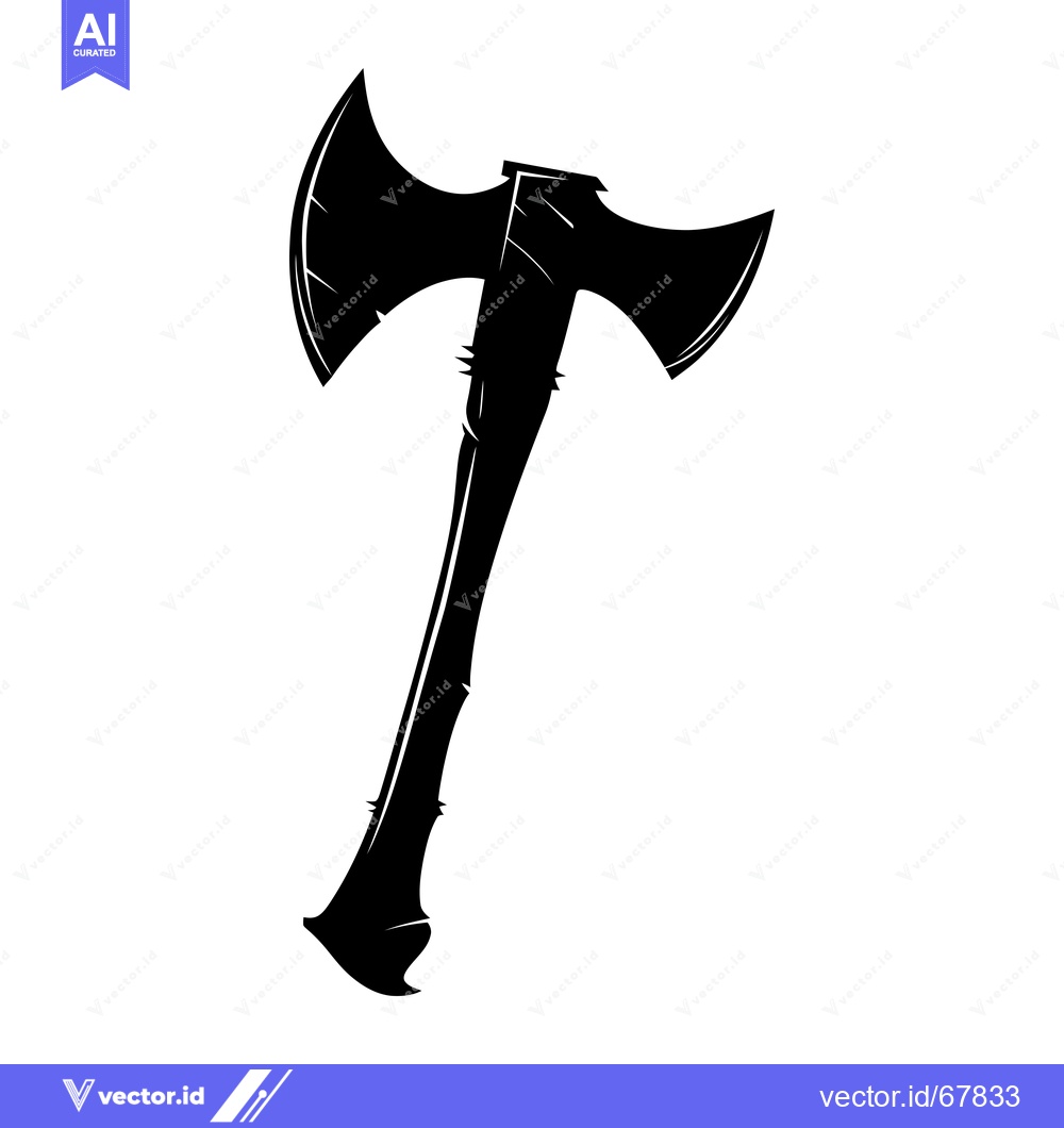 Premium Vector dari Black and White Silhouette of a Double-Headed Axe