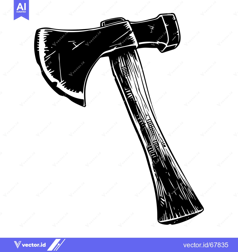 Premium Vector dari Hand-Drawn Black and White Illustration of an Axe