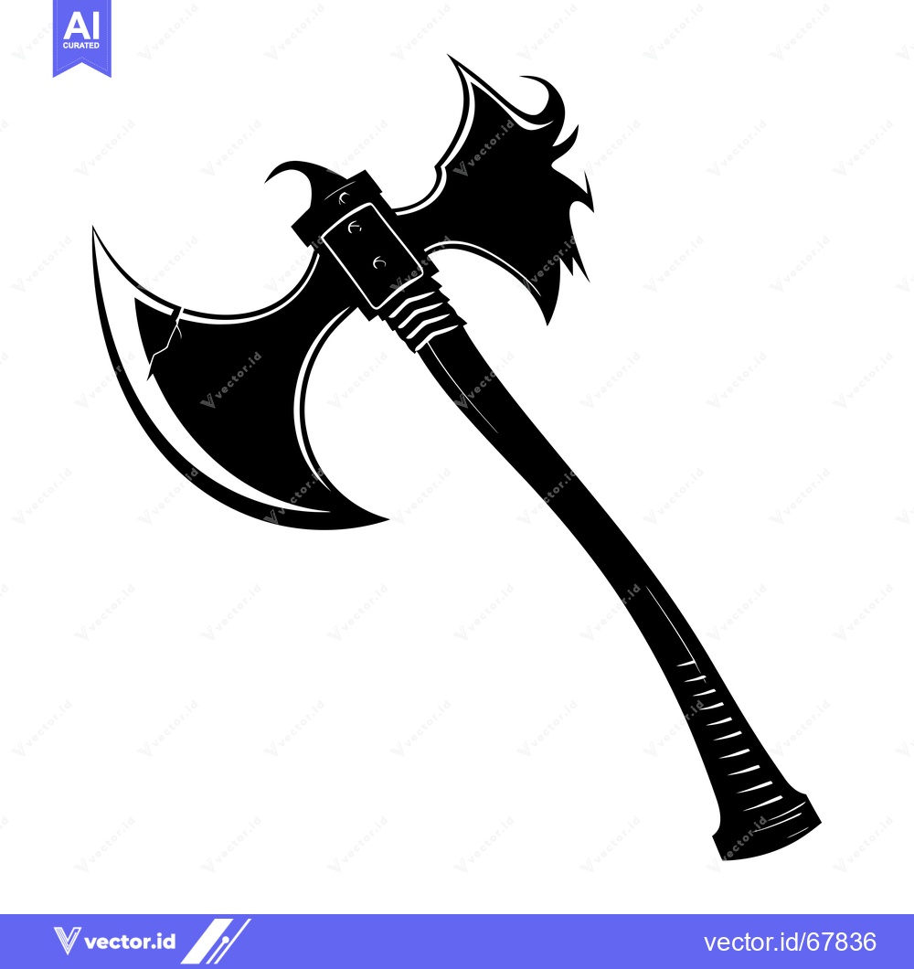 Premium Vector of A Black and White Illustration of a Double-Headed Axe