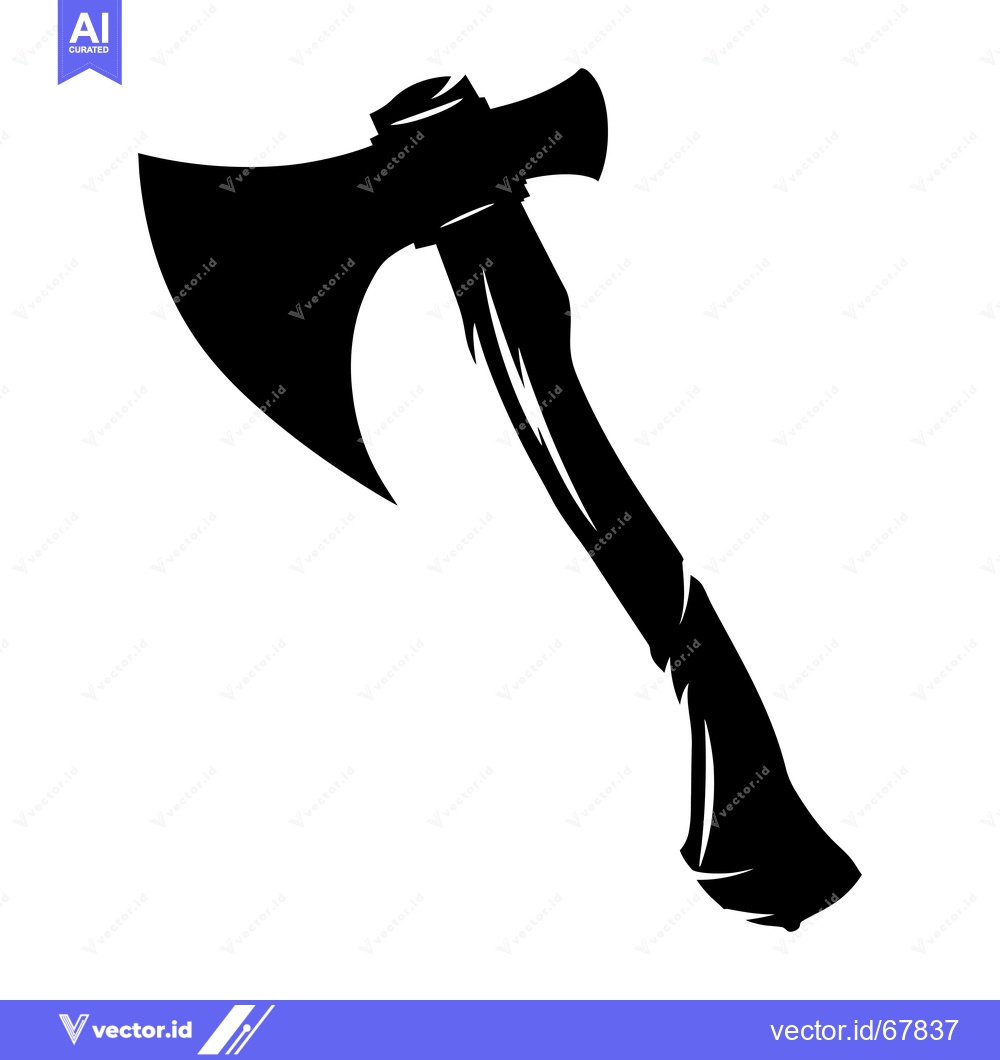Premium Vector dari Black Silhouette of an Axe with a Wooden Handle