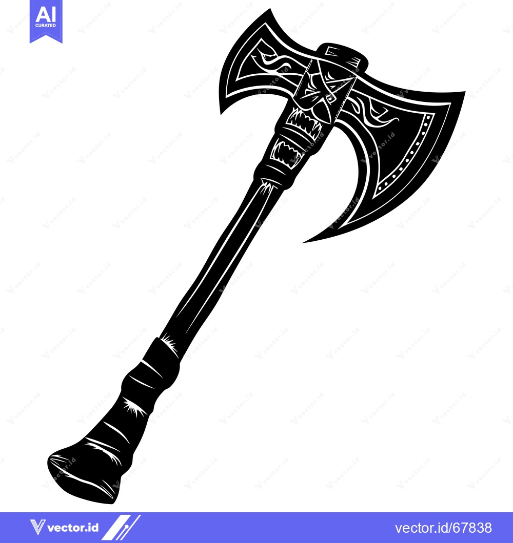 Premium Vector dari Ornate Double-Headed Axe with Tribal Designs