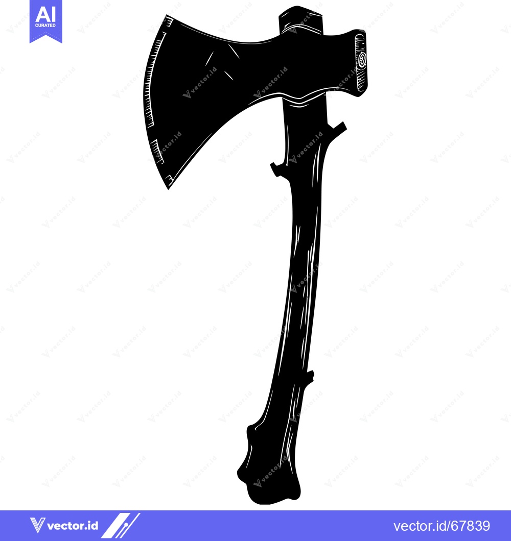 Premium Vector dari A silhouette of a traditional wooden axe with a curved handle