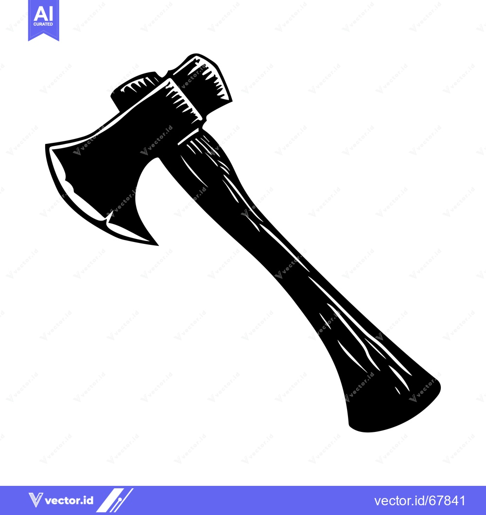 Premium Vector dari Black and White Illustration of a Single Hand Axe