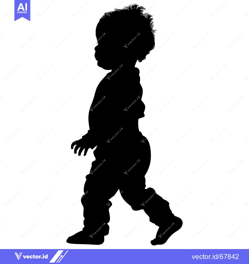 Premium Vector dari Silhouette of a Baby Taking Its First Steps