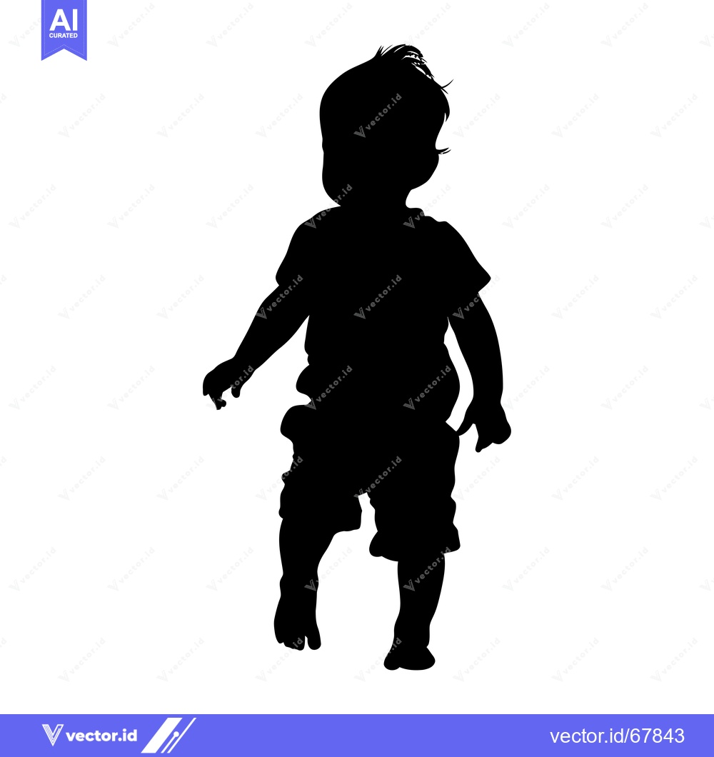 Premium Vector of Silhouette of a Toddler Boy Wearing Shorts and a T-shirt
