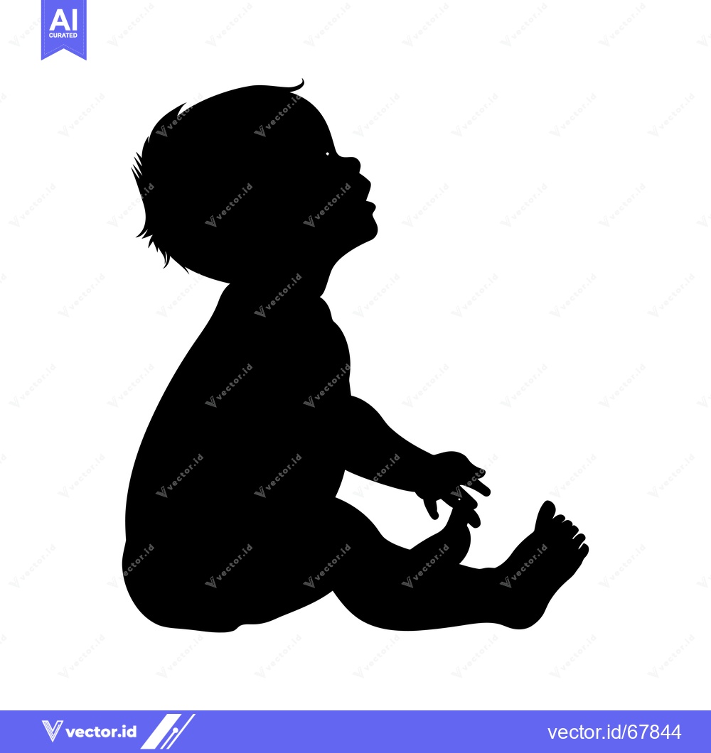 Premium Vector of Silhouette of a Baby Sitting and Looking Up