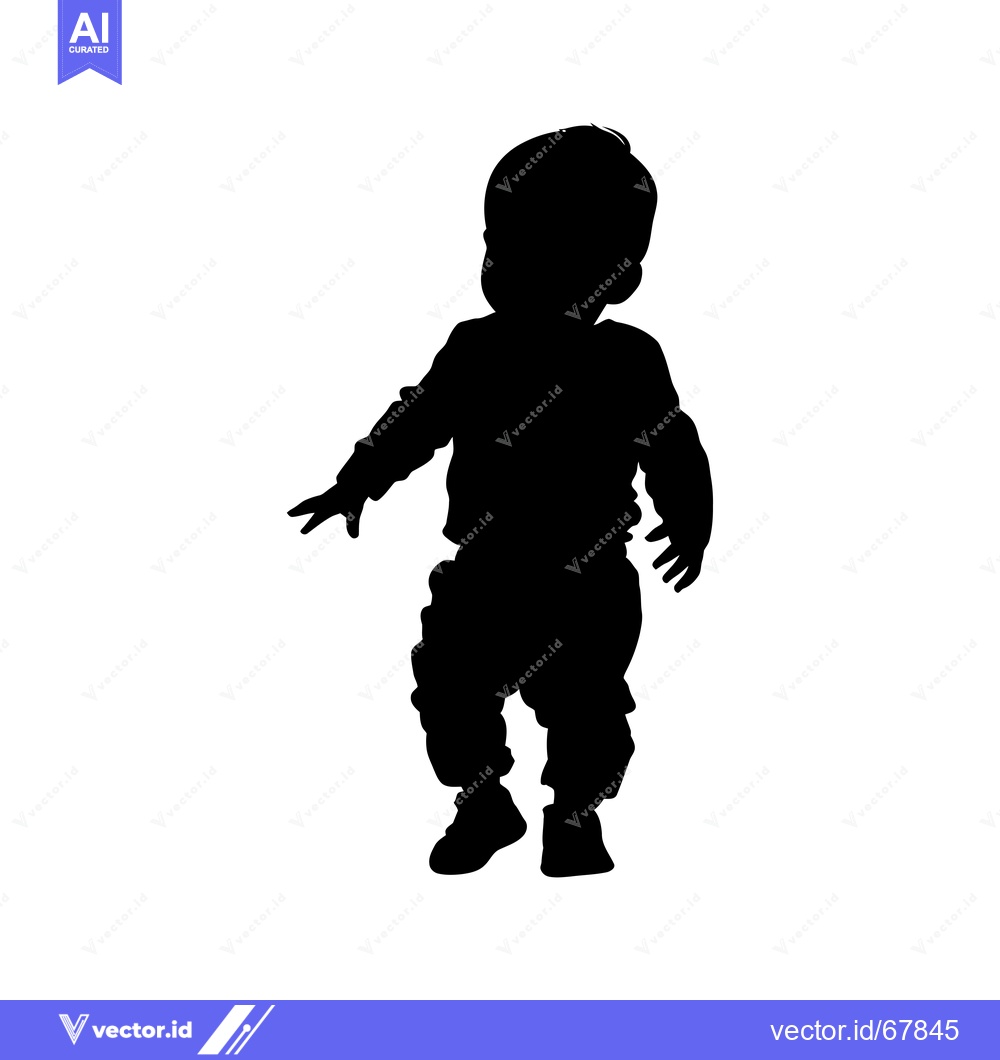 Premium Vector of Silhouette of a Toddler Walking