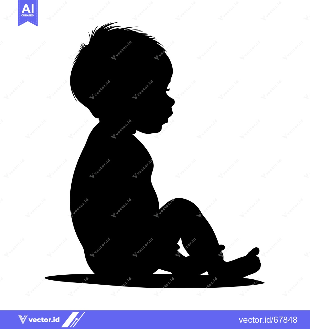 Premium Vector dari Silhouette of a Baby Sitting with Legs Crossed