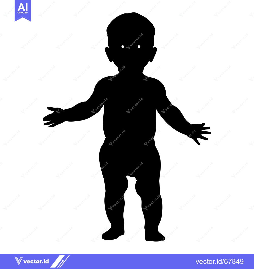 Premium Vector of Black Silhouette of a Baby Standing with Arms Outstretched
