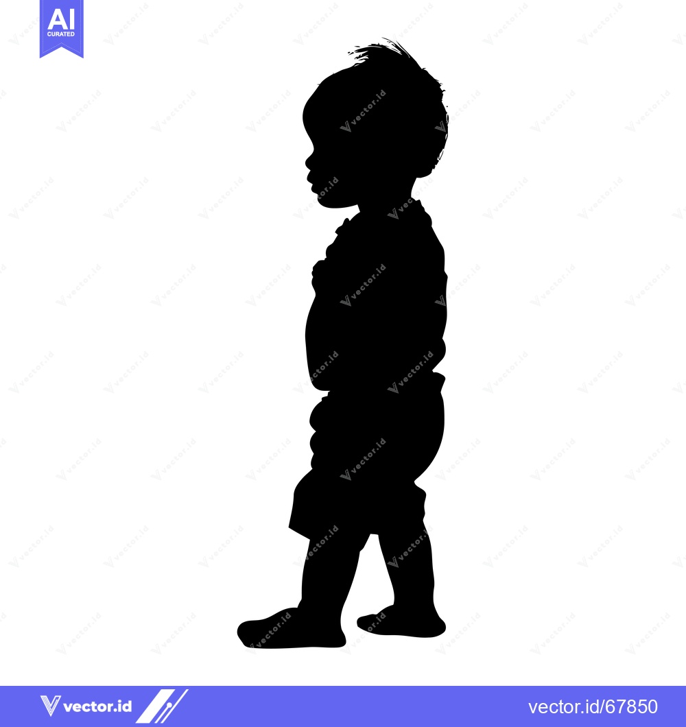 Premium Vector of Silhouette of a Child Walking with Spiky Hair