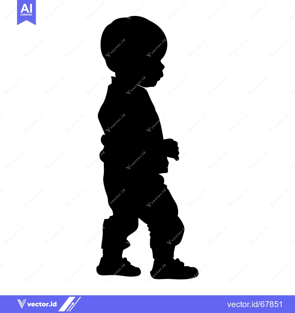 Premium Vector dari Silhouette of a Young Child Walking