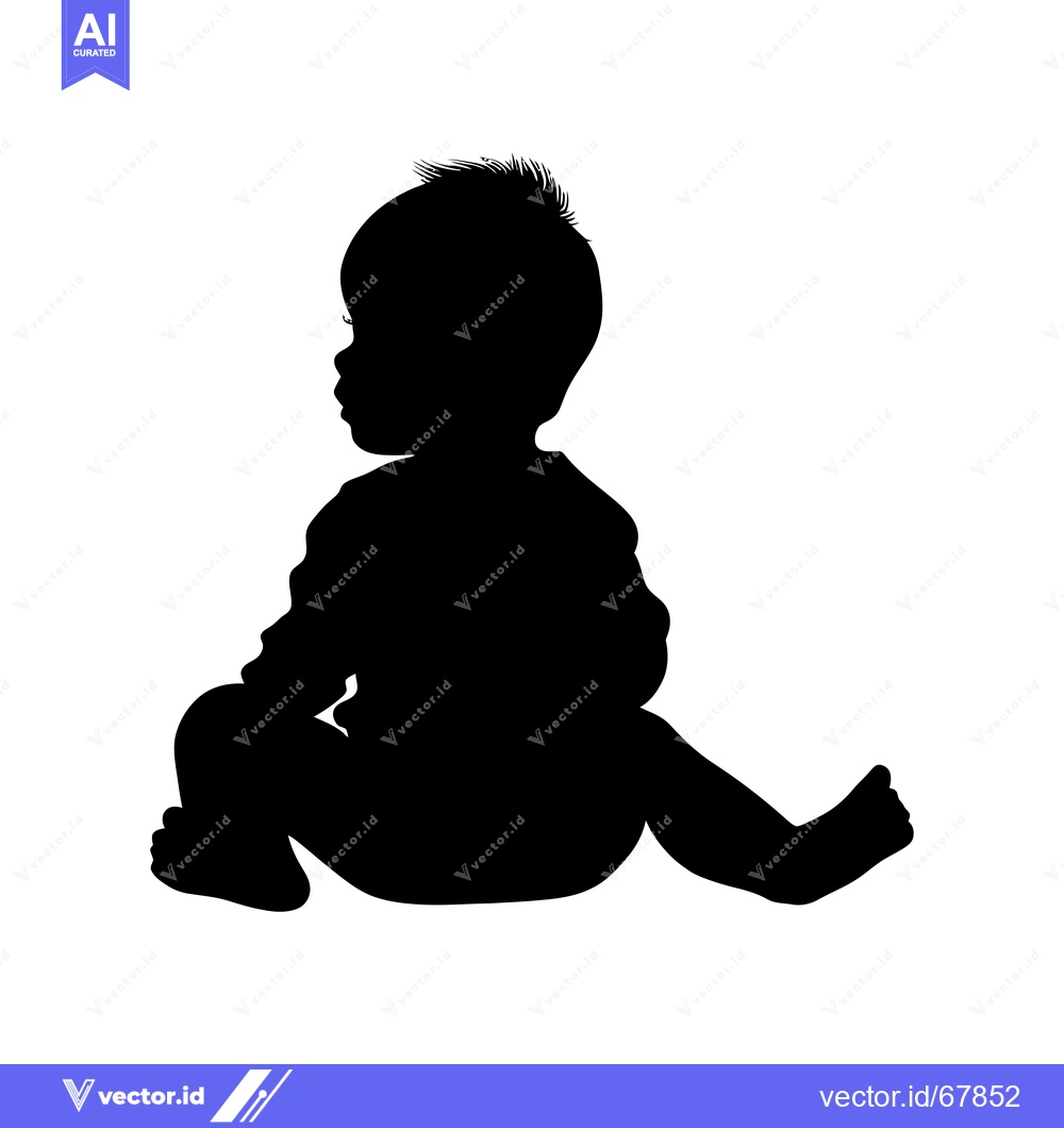 Premium Vector dari Silhouette of a Baby Sitting with Legs Outstretched