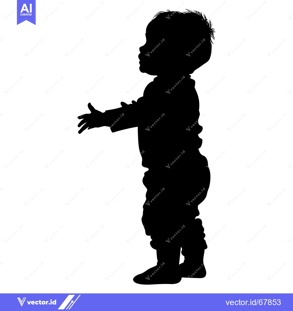 Premium Vector dari Silhouette of a Toddler Reaching Out with an Open Hand