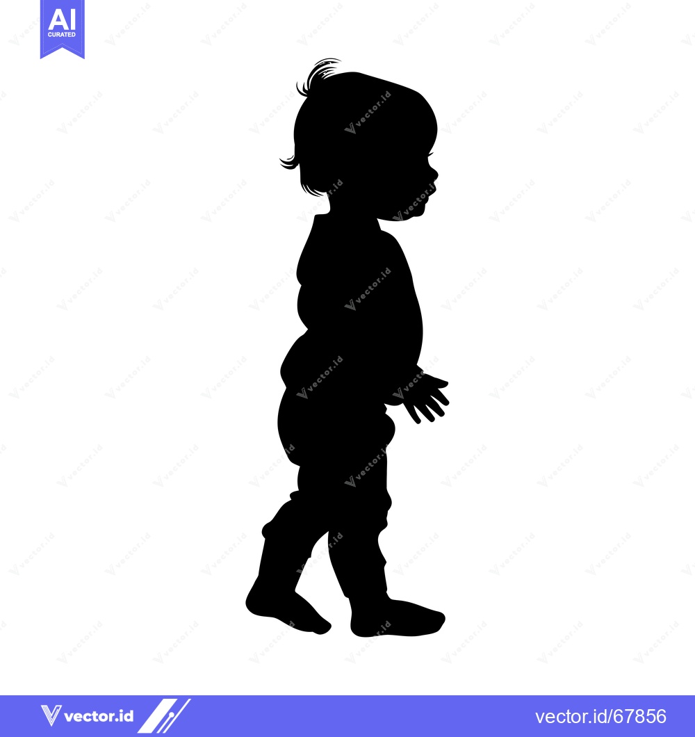 Premium Vector dari Silhouette of a Toddler Walking to the Right