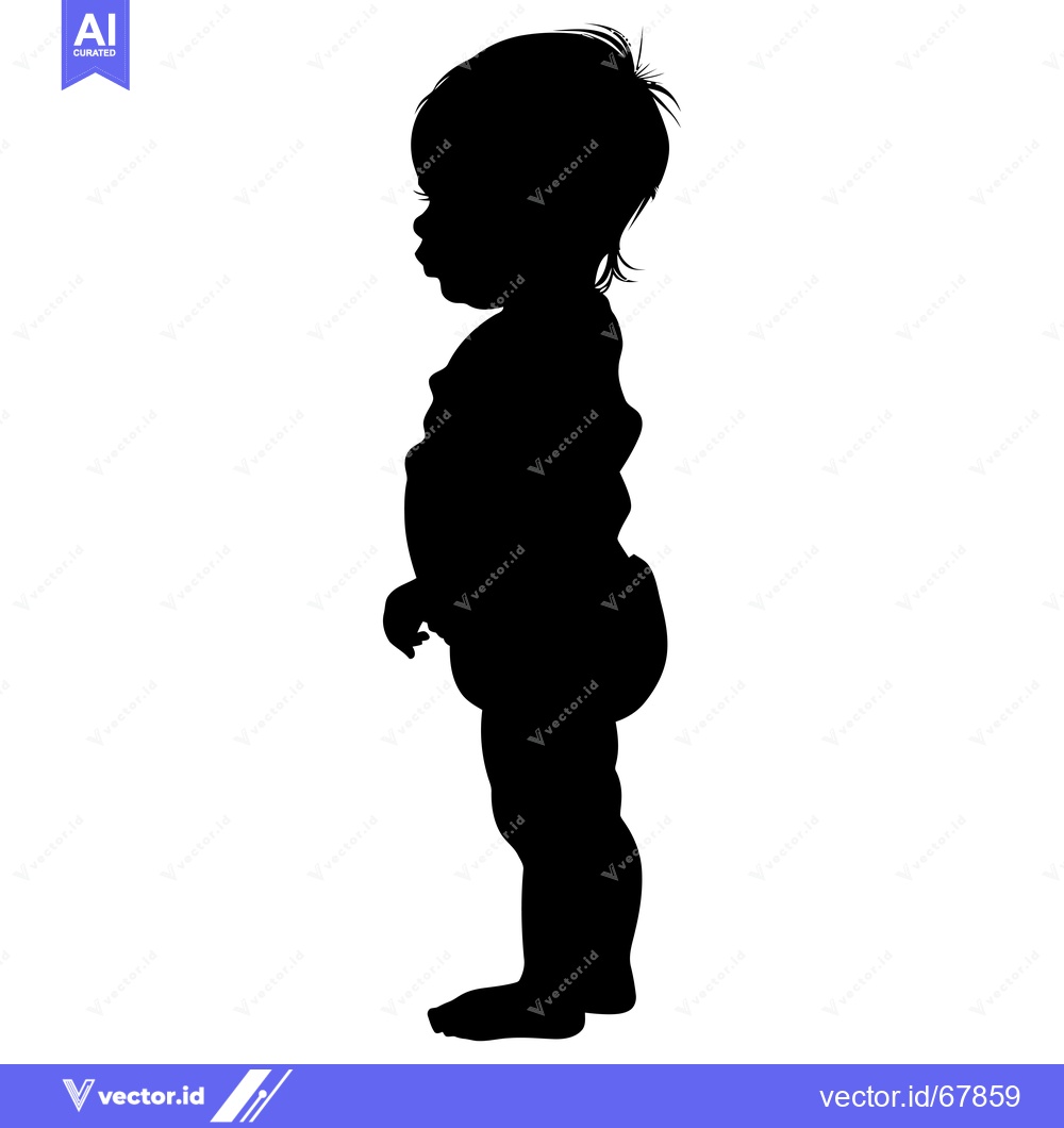 Premium Vector dari Silhouette of a Toddler Standing in Profile