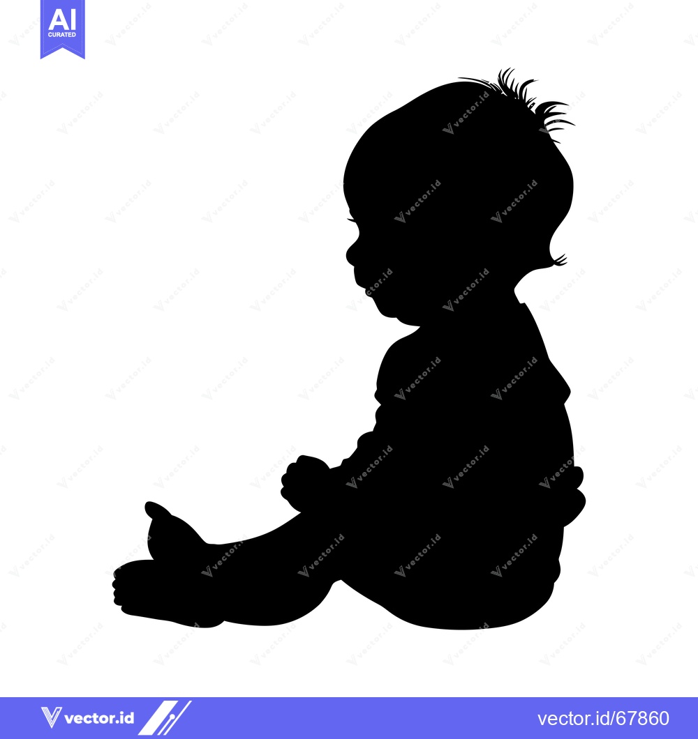 Premium Vector dari Black and White Silhouette of a Sitting Infant
