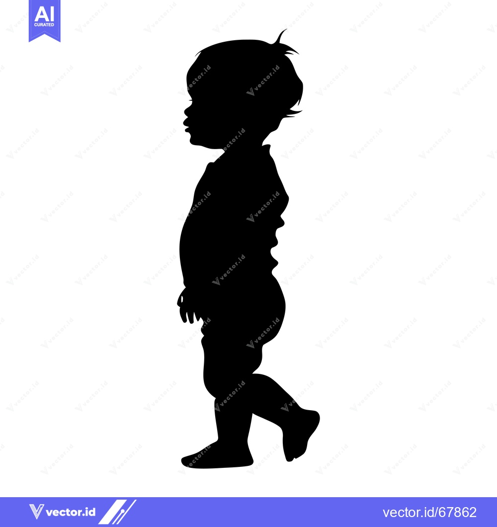 Premium Vector of Silhouette of a Toddler Walking in Profile