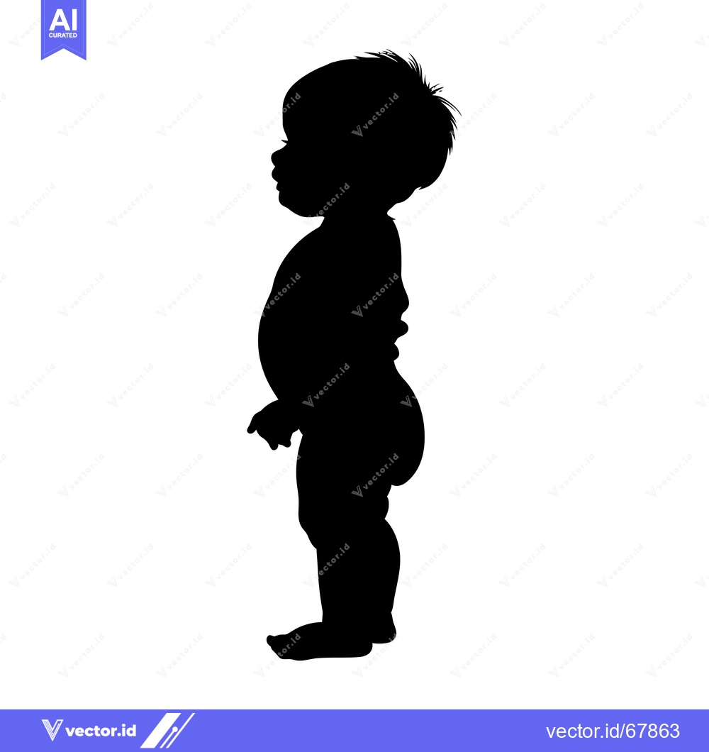 Premium Vector dari Silhouette of a Toddler Standing in Profile