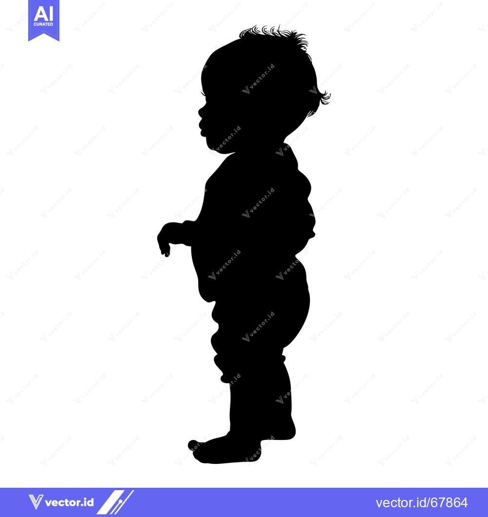 Premium Vector dari Silhouette of a Baby Standing and Looking to the Side