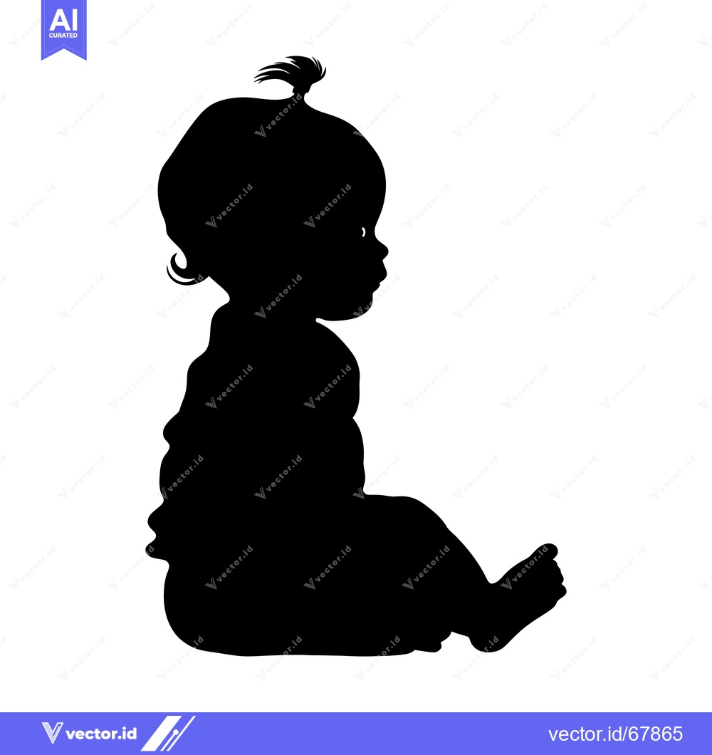 Premium Vector dari Silhouette of a Baby Sitting with One Foot Raised