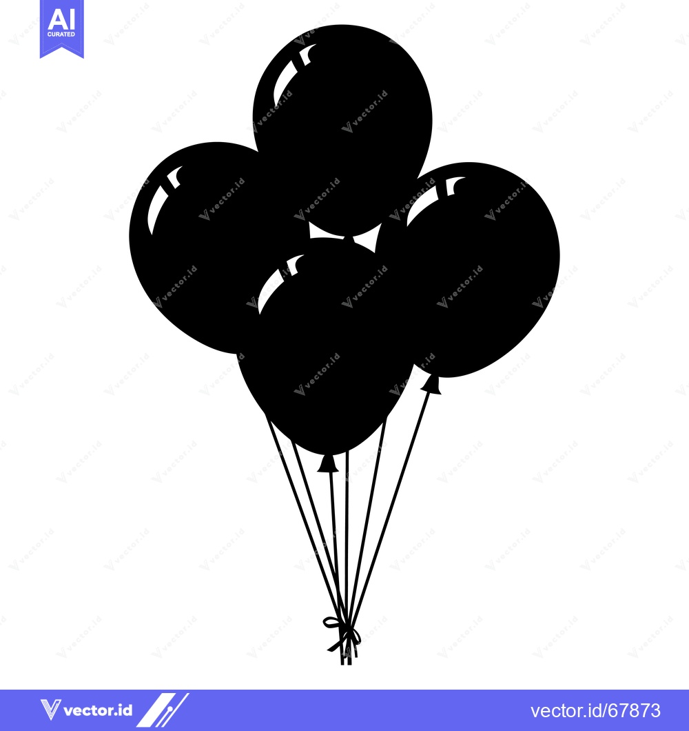 Premium Vector of A Silhouette of a Bunch of Black Balloons Tied Together