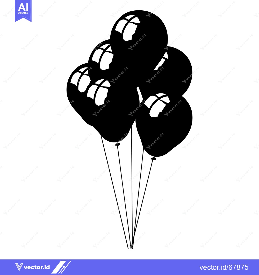 Premium Vector dari Black and white silhouette of a cluster of balloons