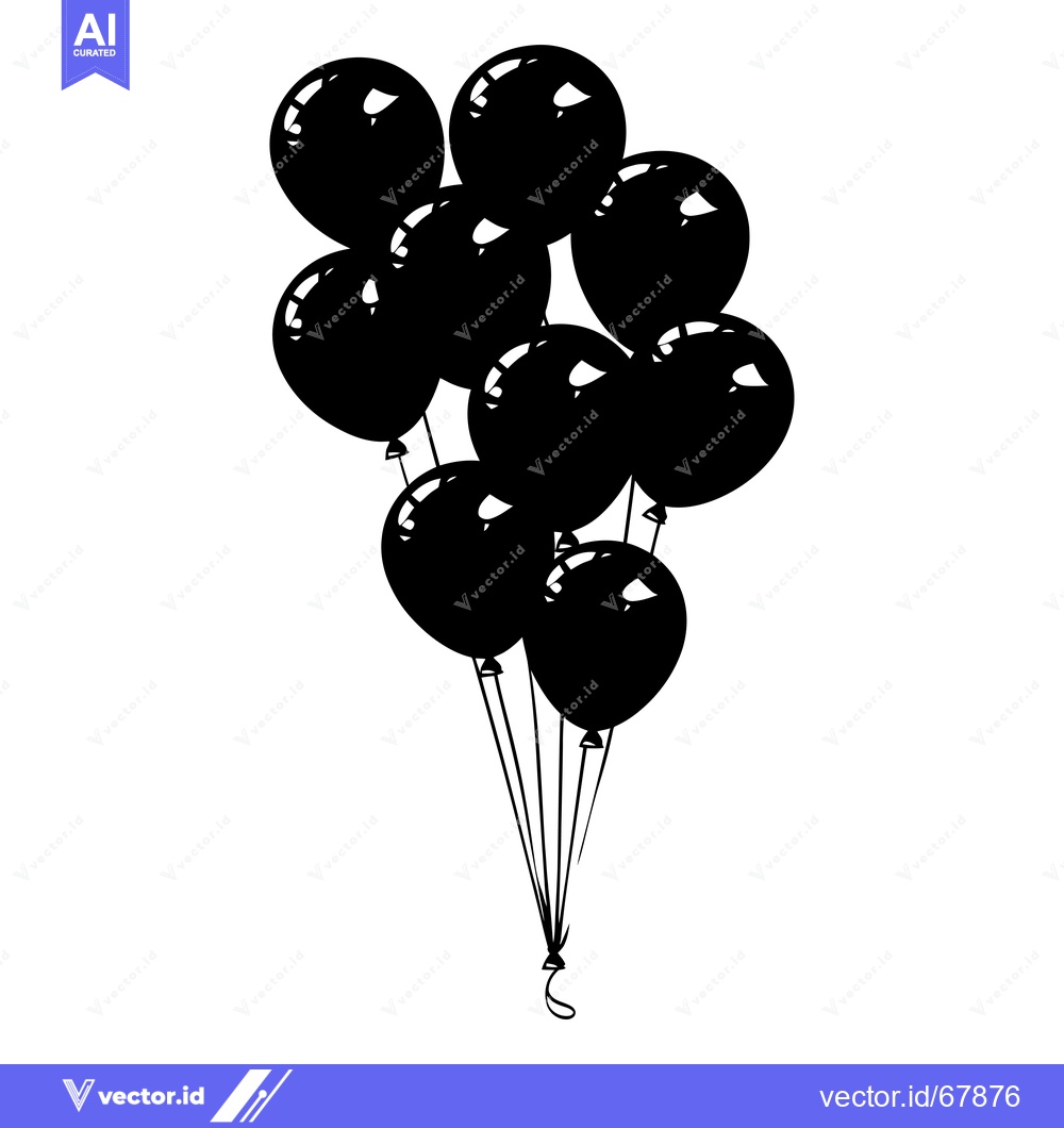 Premium Vector dari A cluster of seven black balloons tied together