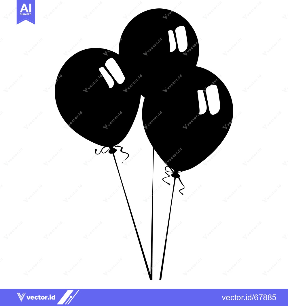 Premium Vector of Three Black Balloons Tied Together with Strings