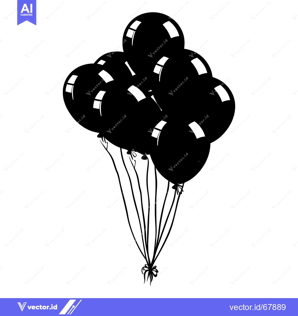 Premium Vector dari A cluster of black balloons tied together with a ribbon