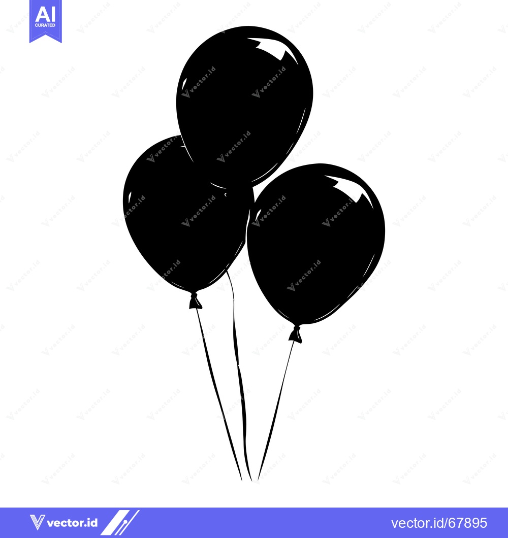 Premium Vector dari Three Black Balloons Tied Together with Strings