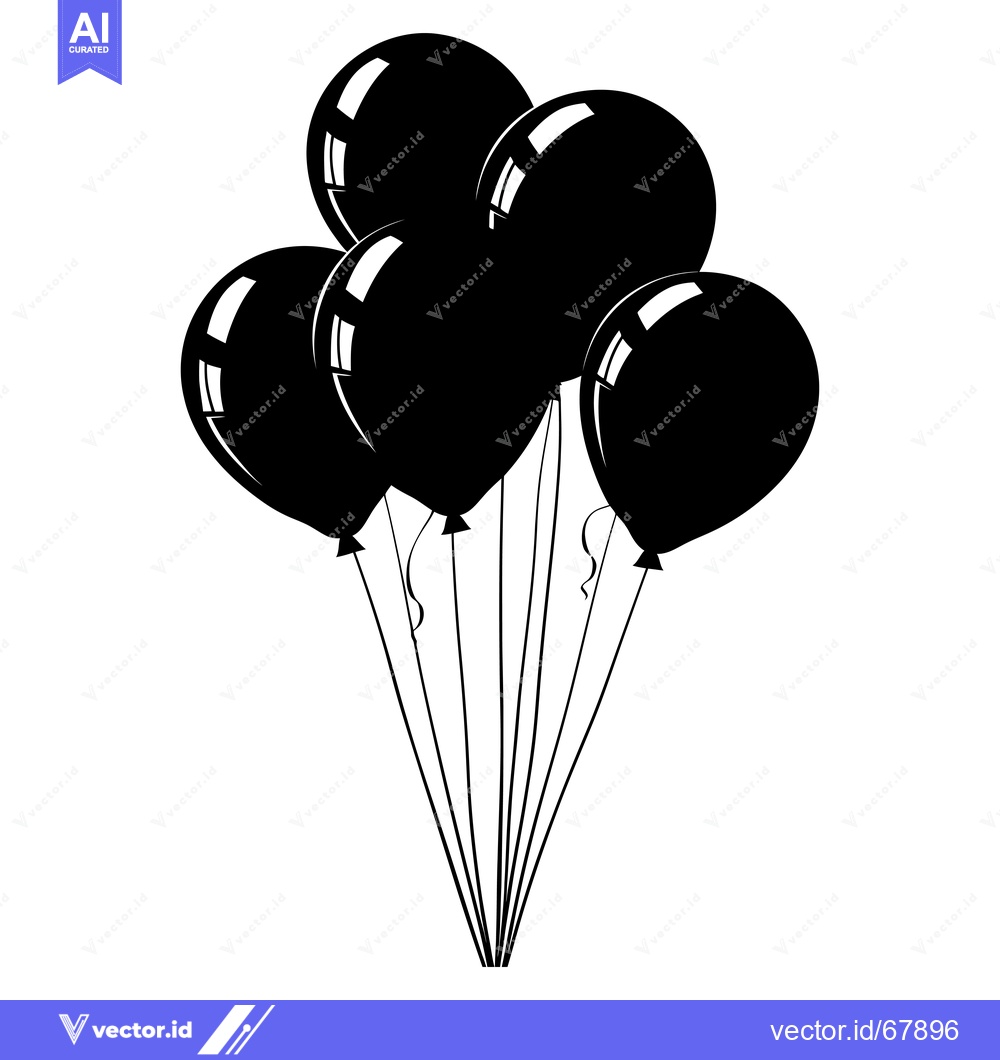Premium Vector dari A cluster of five black balloons tied together