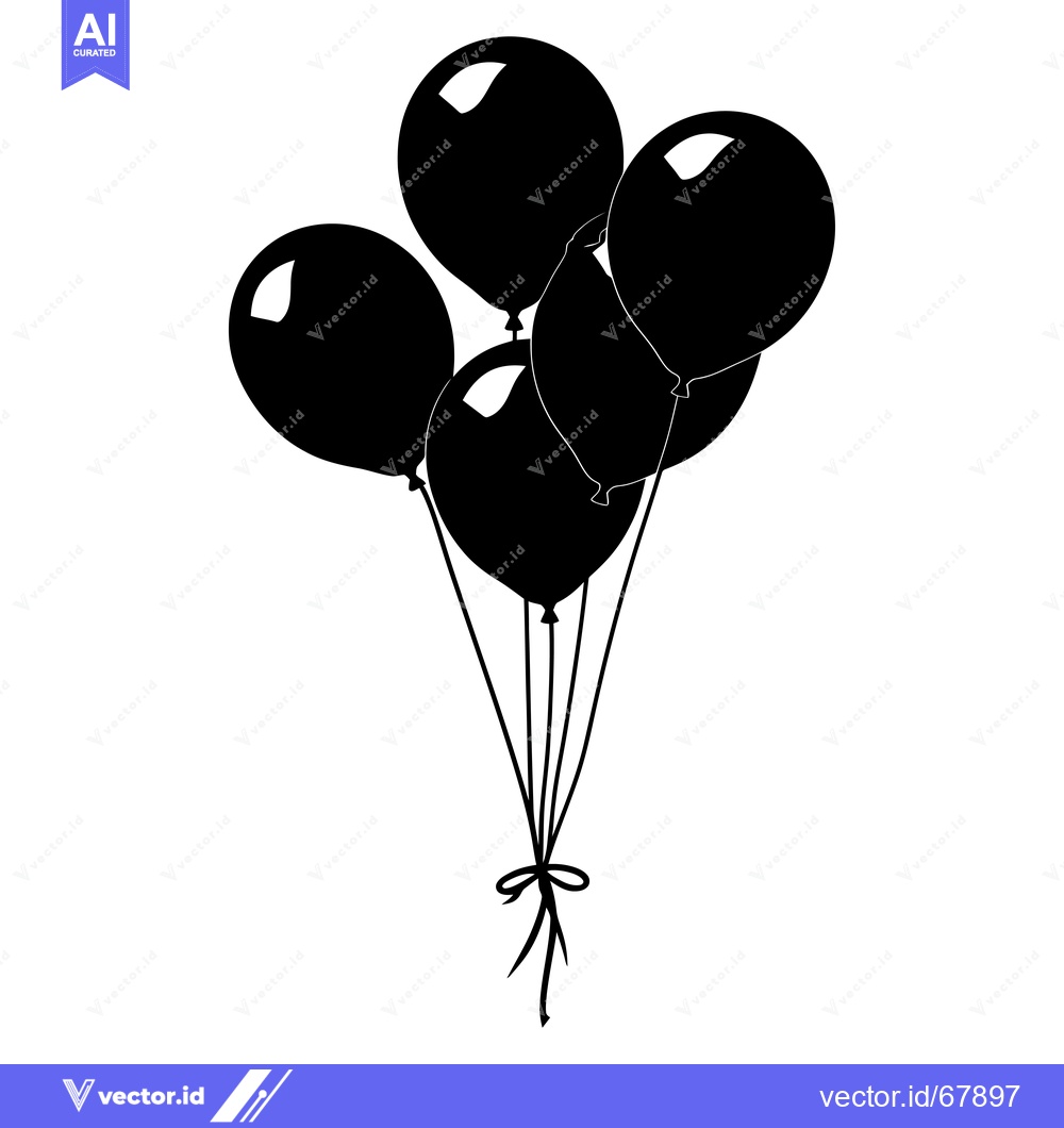 Premium Vector dari Silhouette of a Bunch of Four Black Balloons Tied Together