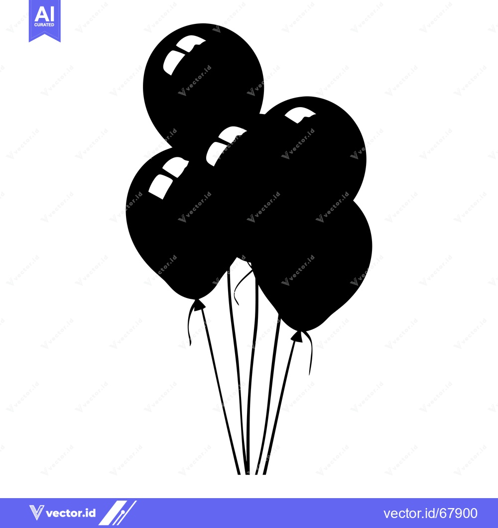 Premium Vector dari A Group of Four Black Balloons Tied Together