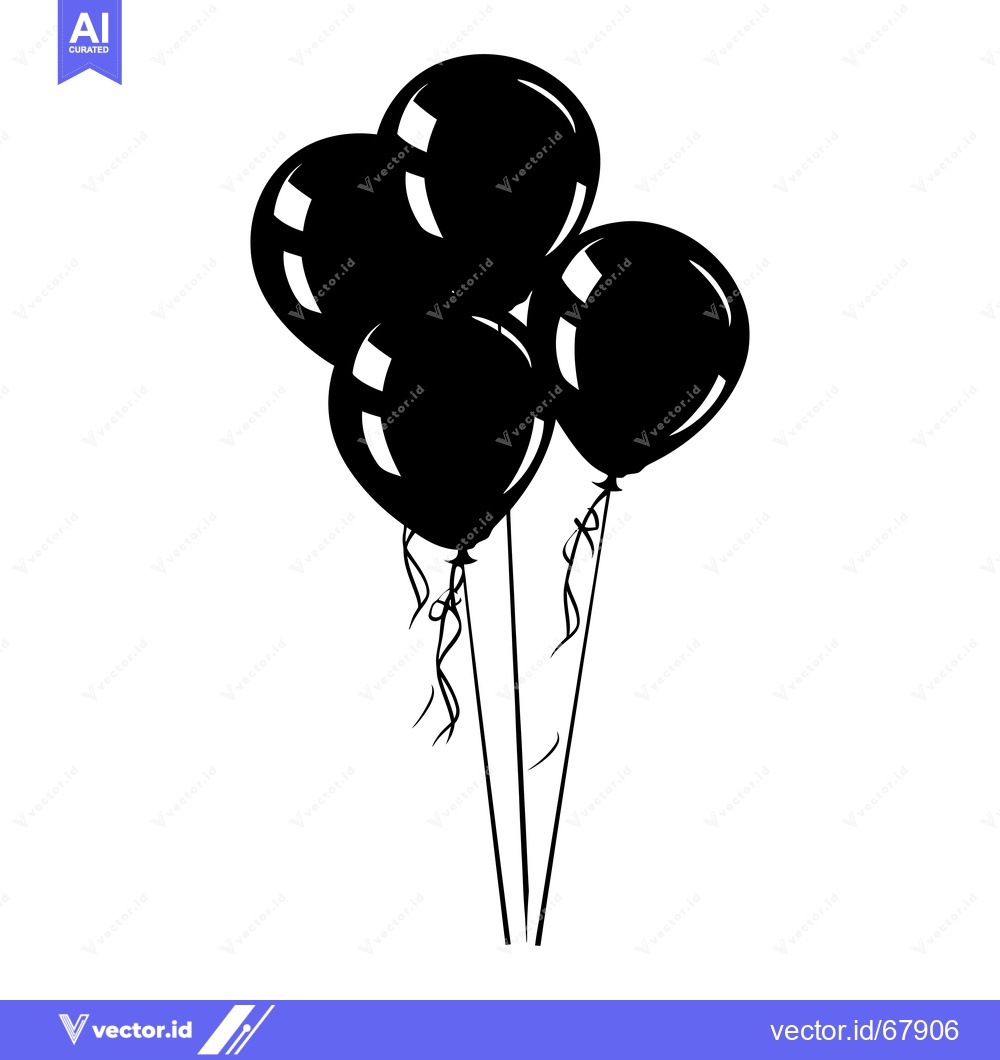 Premium Vector dari Silhouette of Four Black Balloons Tied Together