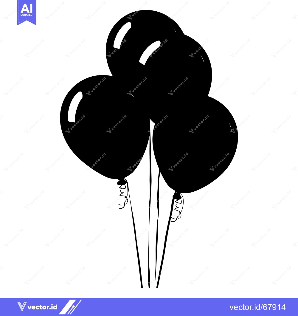 Premium Vector of Silhouette of Four Balloons Tied Together