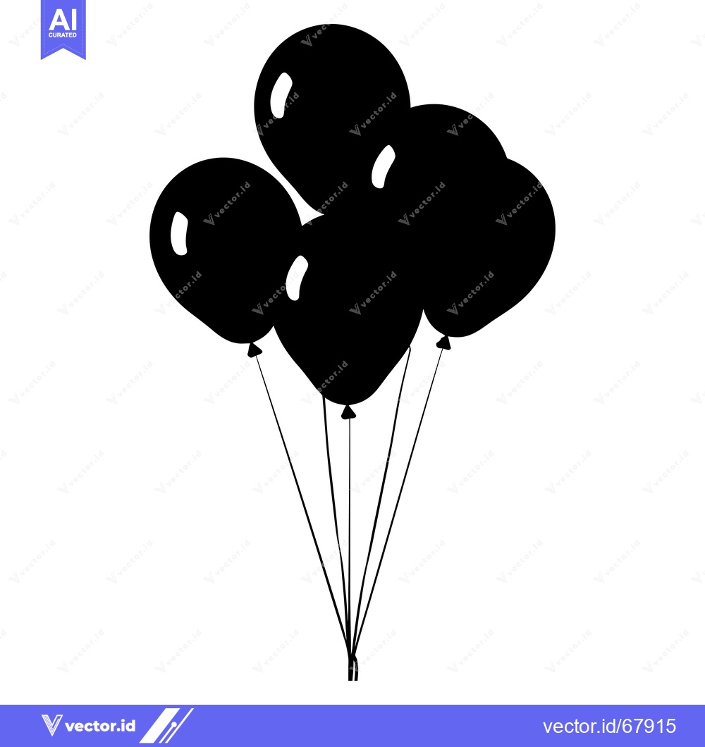 Premium Vector of Silhouette of Four Balloons Tied Together