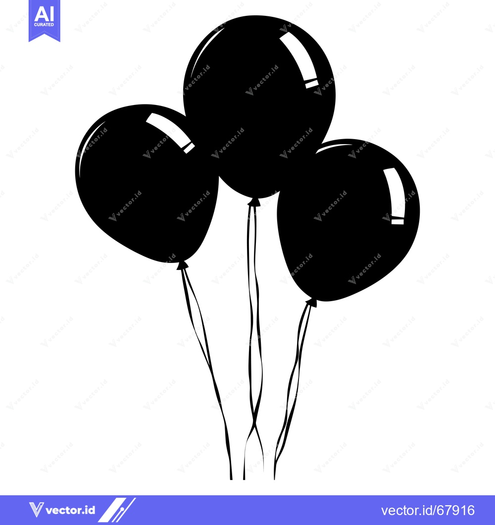 Premium Vector dari Three Black Balloons Tied Together with Strings