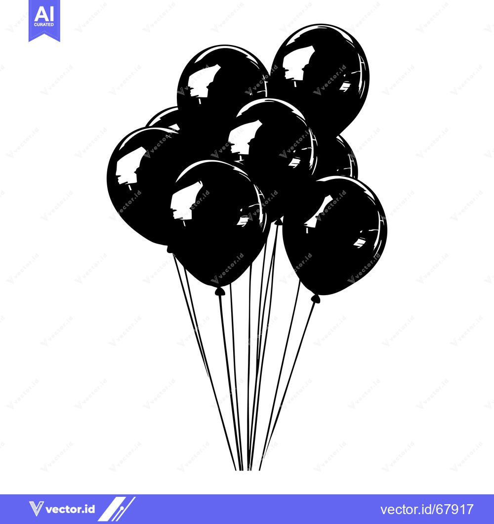Premium Vector of A cluster of black balloons tied together with strings